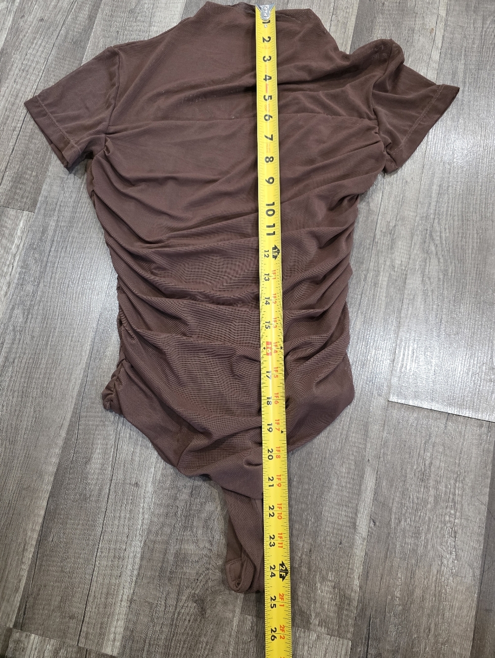 AVIDLOVE BROWN Short Mesh-Top Bodysuit in Brown Skims Shapewear Y2K Festival - Picture 10 of 10